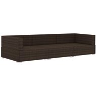 3-piece garden sofa with cushions polyrattan brown 47265 47265 - Garden Furniture
