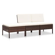 3-piece garden sofa with cushions polyratt brown 48955 48955 - Garden Furniture