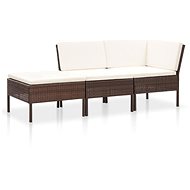 3-piece garden sofa with cushions polyratt brown 48959 48959 - Garden Furniture