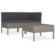 3-piece garden sofa with cushions polyrattan gray 310188 310188 - Garden Furniture