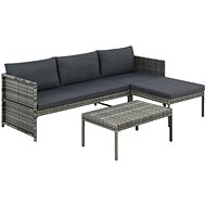 3-piece garden sofa with cushions polyrattan gray 44480 44480 - Garden Furniture