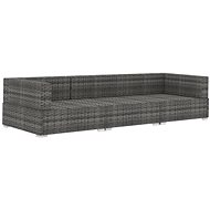 3-piece garden sofa with cushions polyrattan gray 47266 47266 - Garden Furniture