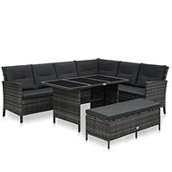 3-piece garden sofa with cushions polyrattan gray 48155 48155 - Garden Furniture
