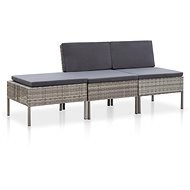 3-piece garden sofa with cushions polyrattan gray 48958 48958 - Garden Furniture