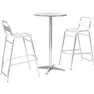 3-piece bar set with round table silver aluminum 44806 44806 - Garden Furniture