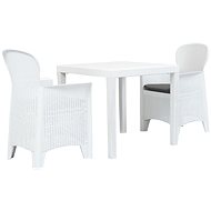 3-piece bistro set white plastic rattan design 276107 276107 - Garden Furniture