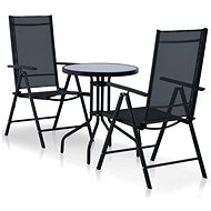 3-piece bistro set aluminum and textile black 44446 44446 - Garden Furniture