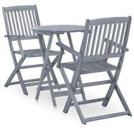 3-piece bistro set solid acacia wood gray 46350 46350 - Garden Furniture