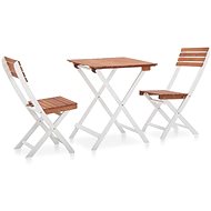3-piece bistro set solid acacia wood dark brown and white 46323 46323 - Garden Furniture
