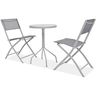 3-piece bistro set steel and textile gray 43784 43784 - Garden Furniture