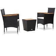 3-piece bistro set polyratan and solid acacia wood black 46193 46193 - Garden Furniture