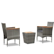 3-piece bistro set polyratan and solid acacia wood gray 46194 46194 - Garden Furniture