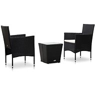 3-piece bistro set polyrattan and tempered glass black 46191 46191 - Garden Furniture