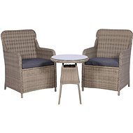 3-piece bistro set with cushions brown polyrattan 44149 44149 - Garden Furniture