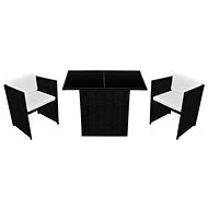3-piece bistro set with polyrattan cushions black 42484 42484 - Garden Furniture