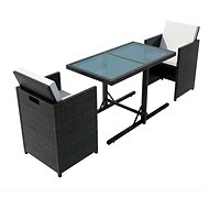 3-piece bistro set with polyrattan cushions black 42539 42539 - Garden Furniture