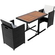 3-piece bistro set with polyratan cushions black 42542 42542 - Garden Furniture