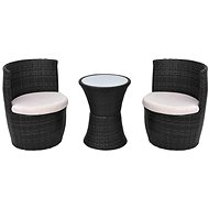 3-piece bistro set with polyratan cushions black 43112 43112 - Garden Furniture