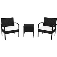3-piece bistro set with polyratan cushions black 44167 44167 - Garden Furniture