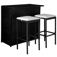 3-piece bistro set with polyratan cushions black 44175 44175 - Garden Furniture