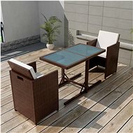 3-piece bistro set with cushions polyratan brown 42540 42540 - Garden Furniture