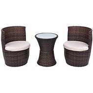 3-piece bistro set with cushions polyratan brown 43111 43111 - Garden Furniture