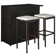 3-piece bistro set with cushions polyratan brown 44174 44174 - Garden Furniture