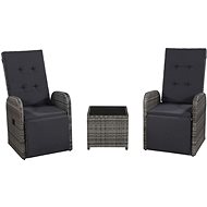 3-piece bistro set with cushions polyratan gray 43945 43945 - Garden Furniture