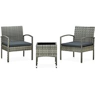 3-piece bistro set with polyratan cushions gray 45789 45789 - Garden Furniture
