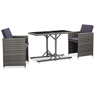 3-piece bistro set with polyratan cushions gray 46372 46372 - Garden Furniture