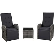 3-piece bistro set with cushions polyratan gray 47678 47678 - Garden Furniture