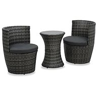3-piece bistro set with polyratan cushions gray 48149 48149 - Garden Furniture