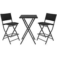 3-piece folding bistro set steel polyratt black 42872 42872 - Garden Furniture