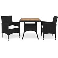 3-piece garden dining set black polyrattan and acacia wood 3058312 3058312 - Garden Furniture