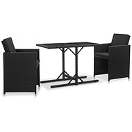 3-piece garden dining set with black polyrattan cushions 46373 46373 - Garden Furniture