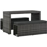 3-piece garden dining set with cushions gray polyrattan 44719 44719 - Garden Furniture
