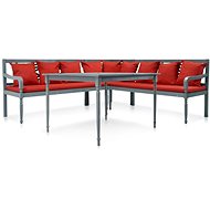 4-piece garden sofa solid acacia gray-red 43699 43699 - Garden Furniture
