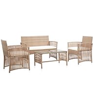 4-piece garden sofa with cushions polyrattan beige 46436 46436 - Garden Furniture
