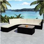 4-piece garden sofa with cushions polyratan black 42850 42850 - Garden Furniture