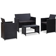 4-piece garden sofa with cushions polyratt black 46390 46390 - Garden Furniture