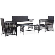 4-piece garden sofa with cushions polyratt black 46434 46434 - Garden Furniture