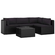 5-piece garden sofa with cushions polyratt black 46554 46554 - Garden Furniture