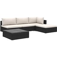 5-piece garden sofa with cushions polyrattan black 46782 46782 - Garden Furniture