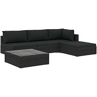 5-piece garden sofa with cushions polyratt black 46784 46784 - Garden Furniture