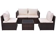 5-piece garden sofa with cushions polyrattan brown 43109 43109 - Garden Furniture