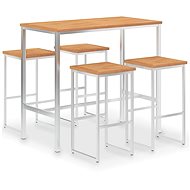 5-piece bar set solid teak wood and stainless steel 3053403 3053403 - Garden Furniture