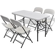 5-piece folding garden dining set HDPE white 122 cm 271765 271765 - Garden Furniture
