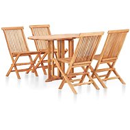 5-piece folding garden dining set solid teak wood 49003 49003 - Garden Furniture