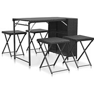 5-piece folding garden dining set polyratt black 44823 44823 - Garden Furniture
