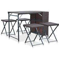 5-piece folding garden dining set polyratt brown 44822 44822 - Garden Furniture